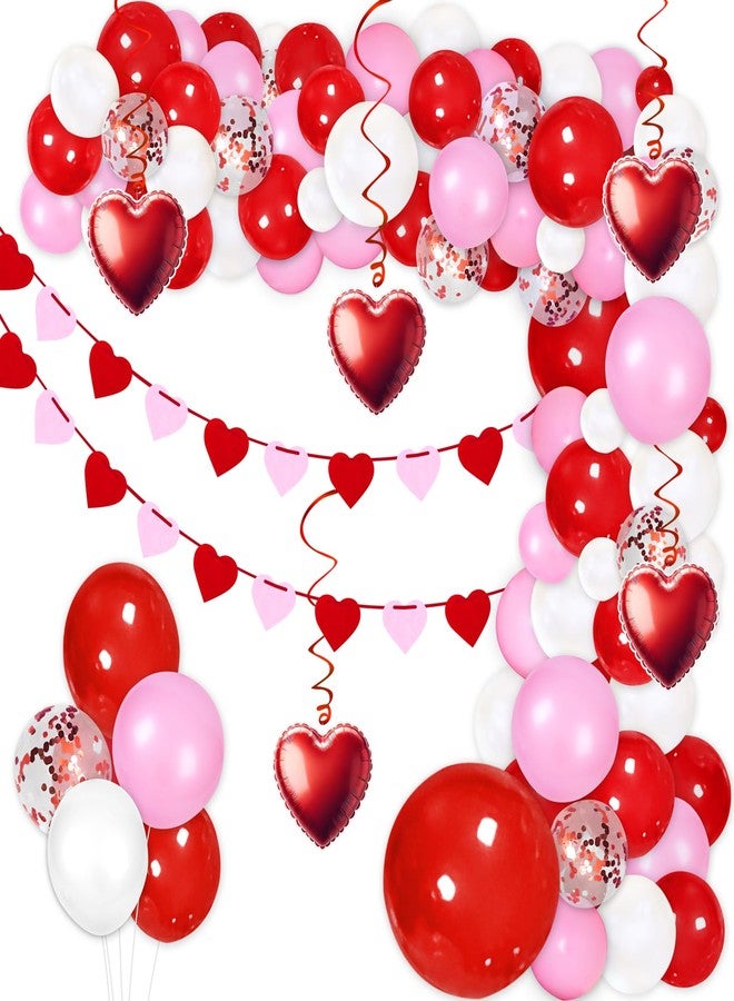 Moon Boat 93PCS Valentines Day Balloon Garland Arch Kit Decorations - Valentine's Heart Hanging Swirls & Banners, Valentine Wedding Galentines Decor for The Home Party(Assembly Needed,No air Pump) - Image 1
